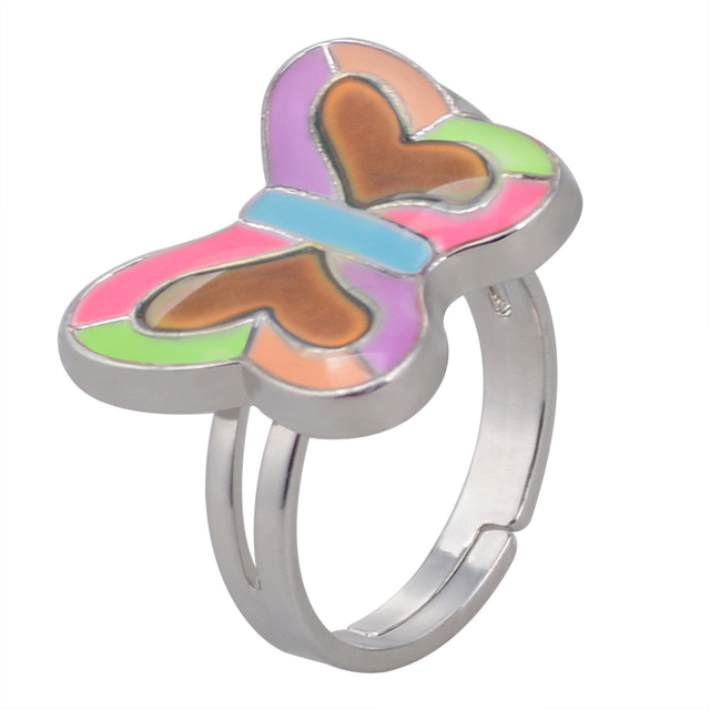 Posrebrzany pierścień z czujnikiem temperatury – na zmianę kolorów, serce gwiazda, styl vintage - Wianko - 27