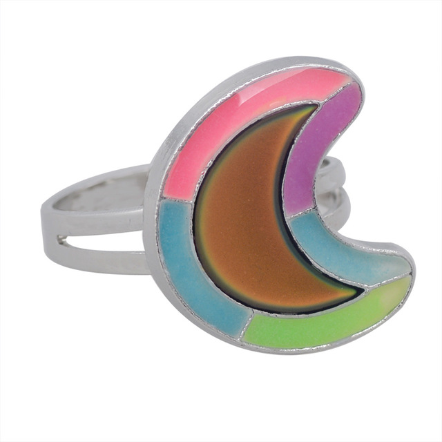 Posrebrzany pierścień z czujnikiem temperatury – na zmianę kolorów, serce gwiazda, styl vintage - Wianko - 38