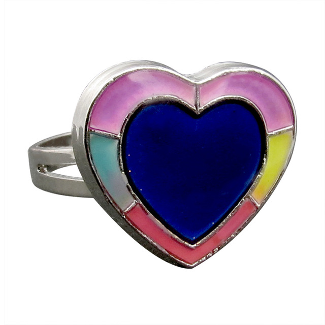 Posrebrzany pierścień z czujnikiem temperatury – na zmianę kolorów, serce gwiazda, styl vintage - Wianko - 3