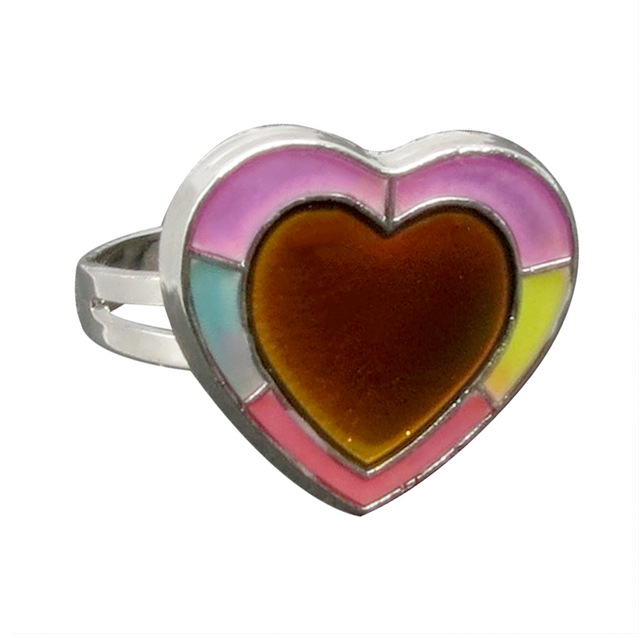 Posrebrzany pierścień z czujnikiem temperatury – na zmianę kolorów, serce gwiazda, styl vintage - Wianko - 7