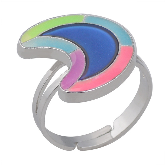 Posrebrzany pierścień z czujnikiem temperatury – na zmianę kolorów, serce gwiazda, styl vintage - Wianko - 32