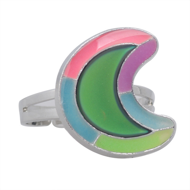 Posrebrzany pierścień z czujnikiem temperatury – na zmianę kolorów, serce gwiazda, styl vintage - Wianko - 36
