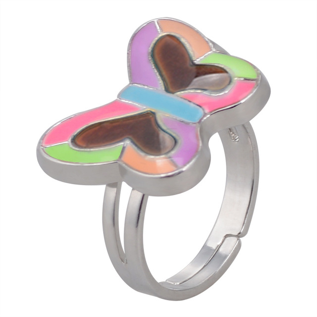 Posrebrzany pierścień z czujnikiem temperatury – na zmianę kolorów, serce gwiazda, styl vintage - Wianko - 29