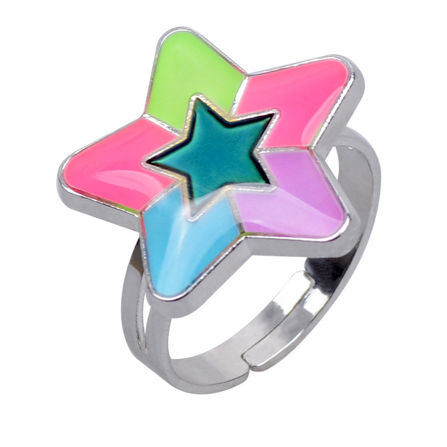 Posrebrzany pierścień z czujnikiem temperatury – na zmianę kolorów, serce gwiazda, styl vintage - Wianko - 12