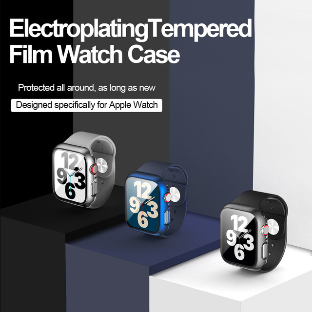 Osłonka do Apple Watch 4/5/6 SE - PC + hartowany film, galwanizacja, ochronna - Wianko - 5