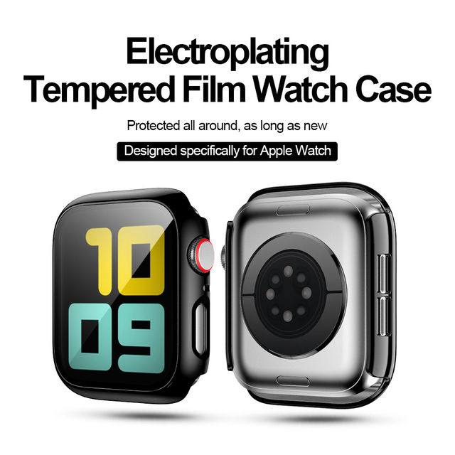 Osłonka do Apple Watch 4/5/6 SE - PC + hartowany film, galwanizacja, ochronna - Wianko - 4