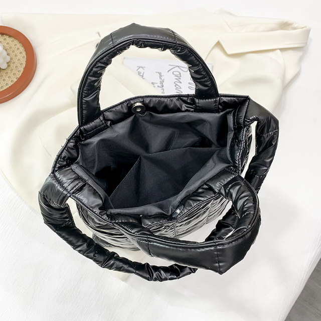 Duża miękka nylonowa torba na ramię dla kobiet - trendy 2021, zimowa, markowa, czarna - Wianko - 16