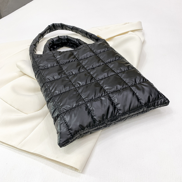 Duża miękka nylonowa torba na ramię dla kobiet - trendy 2021, zimowa, markowa, czarna - Wianko - 14