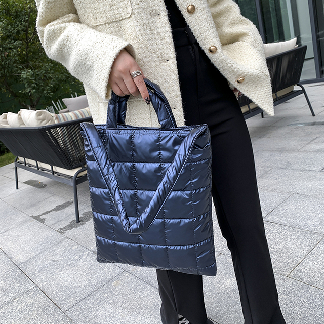 Duża miękka nylonowa torba na ramię dla kobiet - trendy 2021, zimowa, markowa, czarna - Wianko - 5