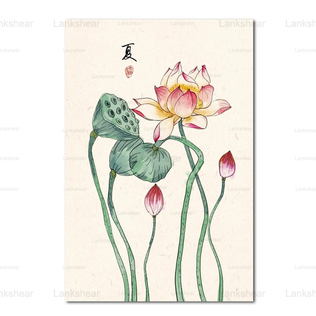 Obraz na płótnie - Chiński styl - Kwiat śliwy - Roślinny nadruk - Plakat dekoracyjny - Do sypialni i salonu - Bez ramy - Wianko - 4