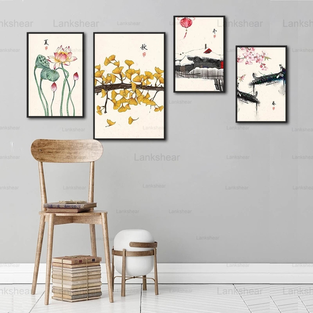 Obraz na płótnie - Chiński styl - Kwiat śliwy - Roślinny nadruk - Plakat dekoracyjny - Do sypialni i salonu - Bez ramy - Wianko - 2