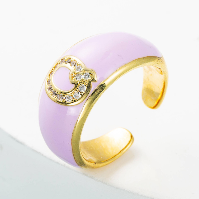 Elegancki pierścień z emalią, regulowany, pozłacany, z cyrkoniami - idealny prezent dla dziewczyny - Wianko - 20