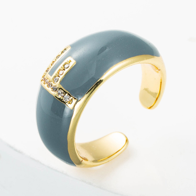 Elegancki pierścień z emalią, regulowany, pozłacany, z cyrkoniami - idealny prezent dla dziewczyny - Wianko - 9