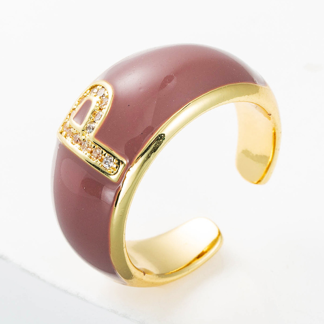 Elegancki pierścień z emalią, regulowany, pozłacany, z cyrkoniami - idealny prezent dla dziewczyny - Wianko - 19