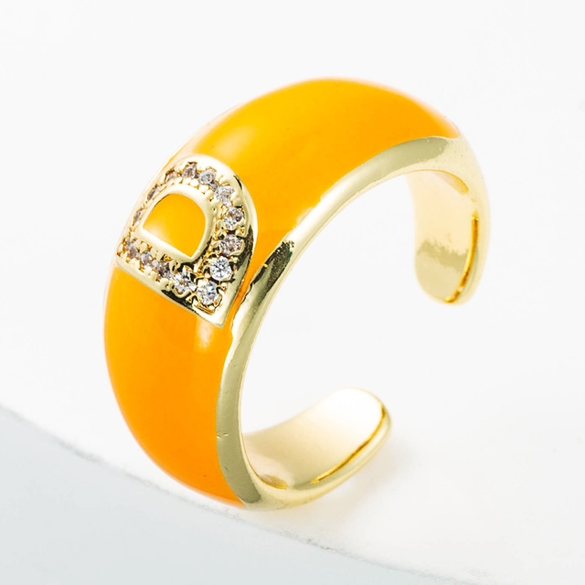 Elegancki pierścień z emalią, regulowany, pozłacany, z cyrkoniami - idealny prezent dla dziewczyny - Wianko - 7