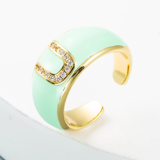 Elegancki pierścień z emalią, regulowany, pozłacany, z cyrkoniami - idealny prezent dla dziewczyny - Wianko - 24
