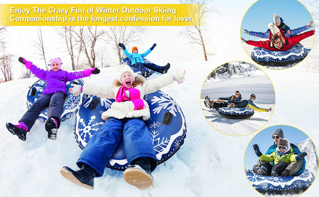Nadmuchiwana zabawka śniegowa - nadmuchiwane koło narciarskie z uchwytem dla dzieci i dorosłych - Wianko - 9