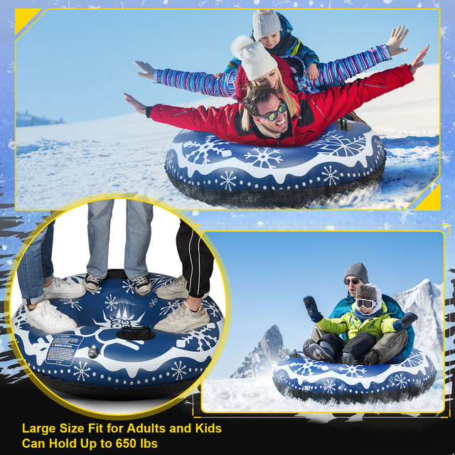 Nadmuchiwana zabawka śniegowa - nadmuchiwane koło narciarskie z uchwytem dla dzieci i dorosłych - Wianko - 4