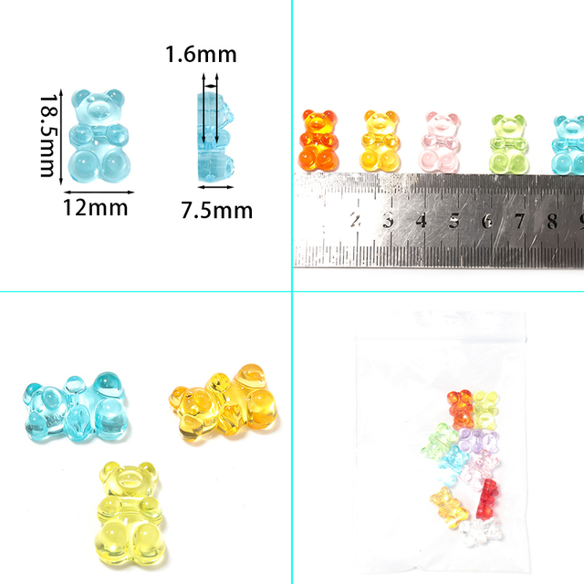50 sztuk/worek akrylowych zawieszek w kształcie ręcznie robionych niedźwiedzi DIY do tworzenia biżuterii - Wianko - 18