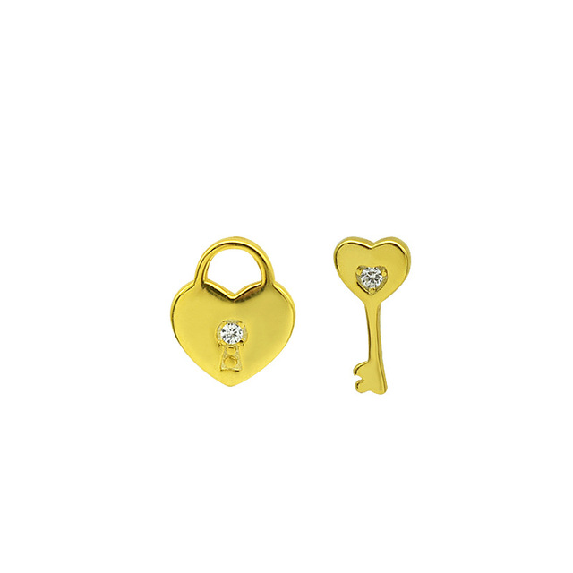 Kolczyki dla kobiet z blokadą i kluczem, wykonane z prawdziwego srebra 925, z kryształami - mini, eleganckie ozdoby do uszu - Wianko - 6