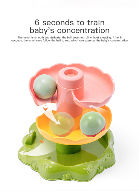 Zestaw edukacyjnych zabawek Spin Track - Tocząca się piłka, wieża kreskówka i małpa do układania - zabawki Montessori do nauki kolorów i kształtów dla dzieci - Wianko - 3