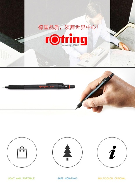 Rotring 500 automatyczny ołówek: 0.5/0.7mm, plastikowy uchwyt, metalowy uchwyt radełkowany - Wianko - 1