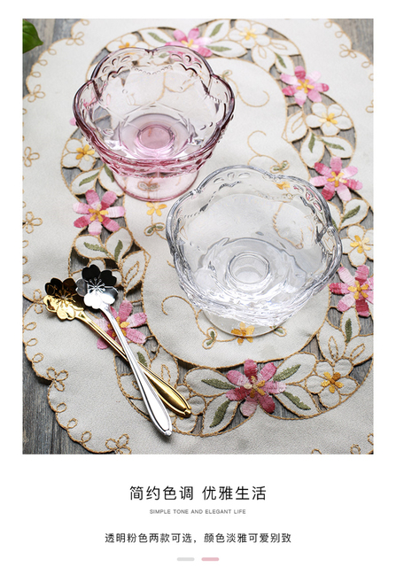 Kreatywna szklana miska z motywem kwiatów wiśni - do lodów, sałatek, deserów, owoców - Wianko - 2