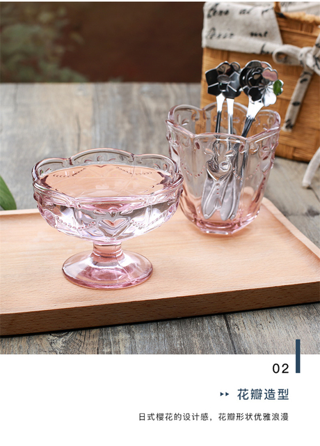 Kreatywna szklana miska z motywem kwiatów wiśni - do lodów, sałatek, deserów, owoców - Wianko - 5
