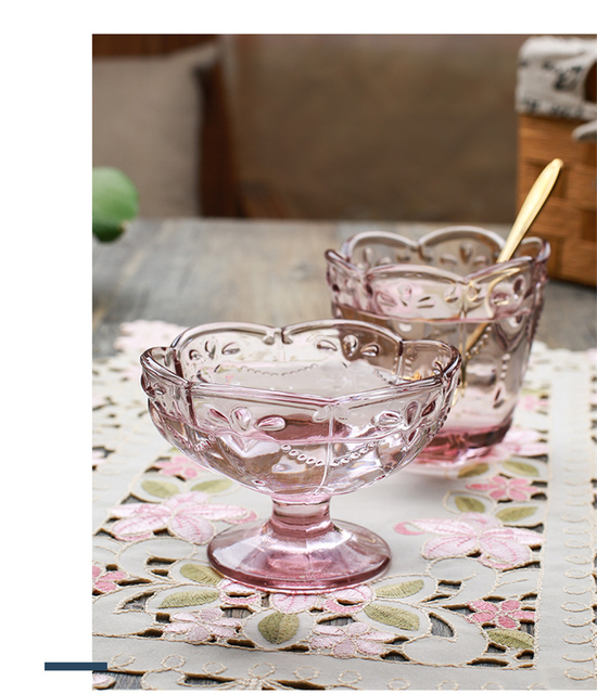 Kreatywna szklana miska z motywem kwiatów wiśni - do lodów, sałatek, deserów, owoców - Wianko - 3