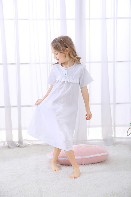 Koszula nocna dziecięca z krótkim lub długim rękawem w stylu vintage dla dziewczynek - bielizna nocna piżama księżniczki - Wianko - 12
