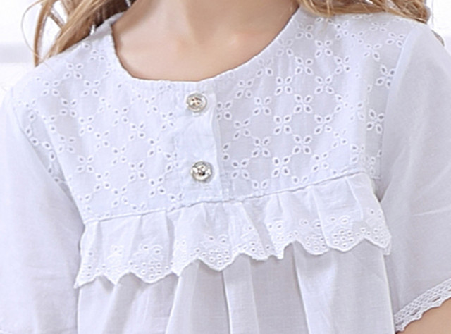 Koszula nocna dziecięca z krótkim lub długim rękawem w stylu vintage dla dziewczynek - bielizna nocna piżama księżniczki - Wianko - 13