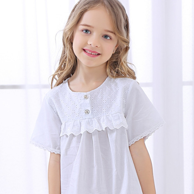 Koszula nocna dziecięca z krótkim lub długim rękawem w stylu vintage dla dziewczynek - bielizna nocna piżama księżniczki - Wianko - 11