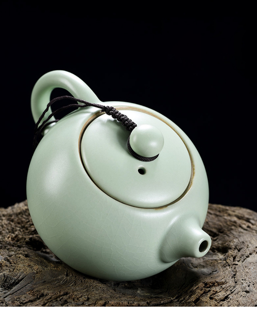 Czajniczek Xishi ceramiczny Ru Kiln 2021 lód pęknięty - pojedynczy dzbanek herbaty Kungfu do biura i domu - Wianko - 2
