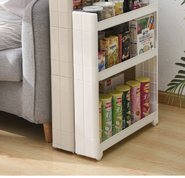 Stojak szczelinowy podłogowy z ruchomymi półkami do przechowywania w kuchni i łazience - Wianko - 16