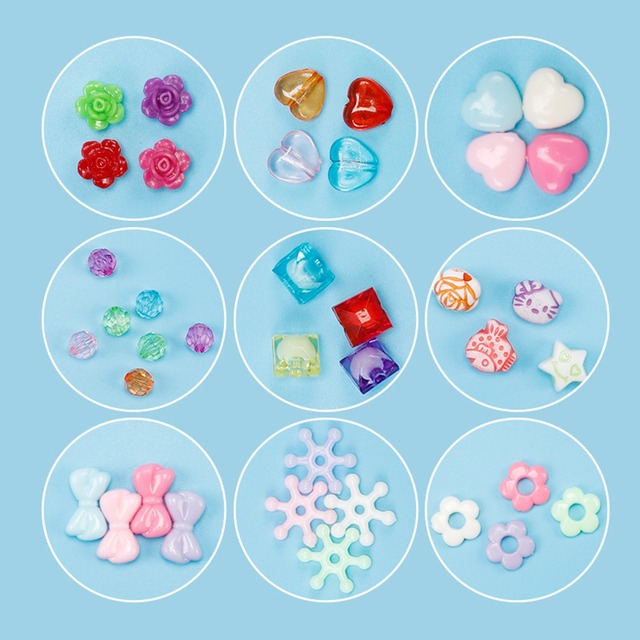 Zestaw akrylowe DIY - ręcznie wyszywane koralikami dla twórczych dziewczynek: bransoletka i naszyjnik - Wianko - 2