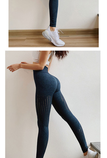 Jesienne damskie legginsy do jogi i biegania - elastyczne, bezszwowe, uciskowe, kontrola brzucha - Wianko - 7