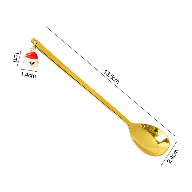 Boże Narodzenie - łyżka do deseru i mieszania kawy ze stali nierdzewnej z wisiorkiem Mini Święty Mikołaj na Domowy Nowy Rok - Wianko - 8