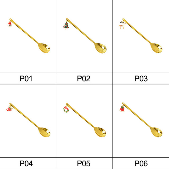 Boże Narodzenie - łyżka do deseru i mieszania kawy ze stali nierdzewnej z wisiorkiem Mini Święty Mikołaj na Domowy Nowy Rok - Wianko - 14