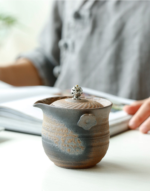 Dzbanek na herbatę japoński styl Kung Fu Pu'er Handmade Vintage z drewnianą wazą i ceramiczną czarką Gaiwan - Wianko - 3