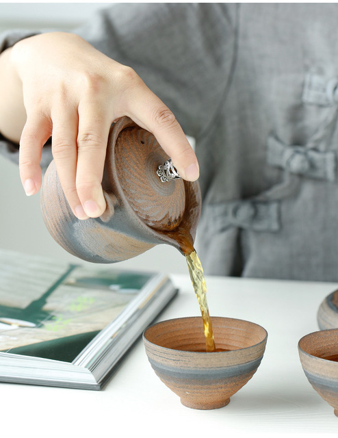 Dzbanek na herbatę japoński styl Kung Fu Pu'er Handmade Vintage z drewnianą wazą i ceramiczną czarką Gaiwan - Wianko - 6