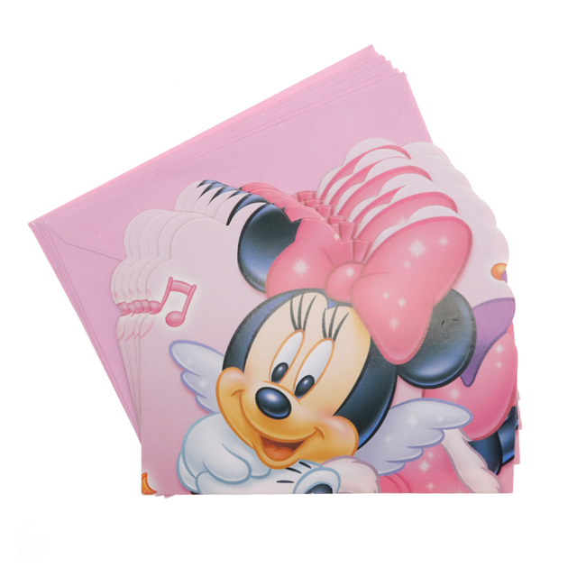 Różowa kreskówka Myszka Miki i Minnie - urodziny dekoracje jednorazowe: kubek, spodek, tkanki, słomki - Wianko - 10