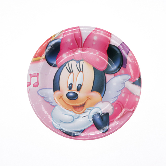 Różowa kreskówka Myszka Miki i Minnie - urodziny dekoracje jednorazowe: kubek, spodek, tkanki, słomki - Wianko - 7