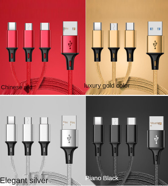 Uniwersalny kabel ładowania USB 3 w 1 - szybkie ładowanie i wielofunkcyjność - Wianko - 7