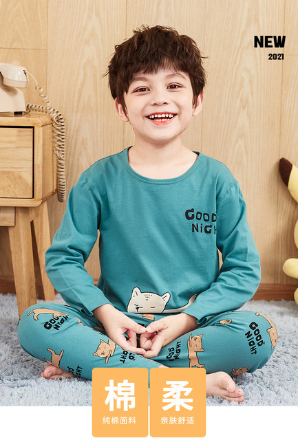 Dziecięcy dwuczęściowy zimowy garnitur piżamowy z nadrukiem Cartoon Pigma - koszula i spodnie z bawełny - Wianko - 1