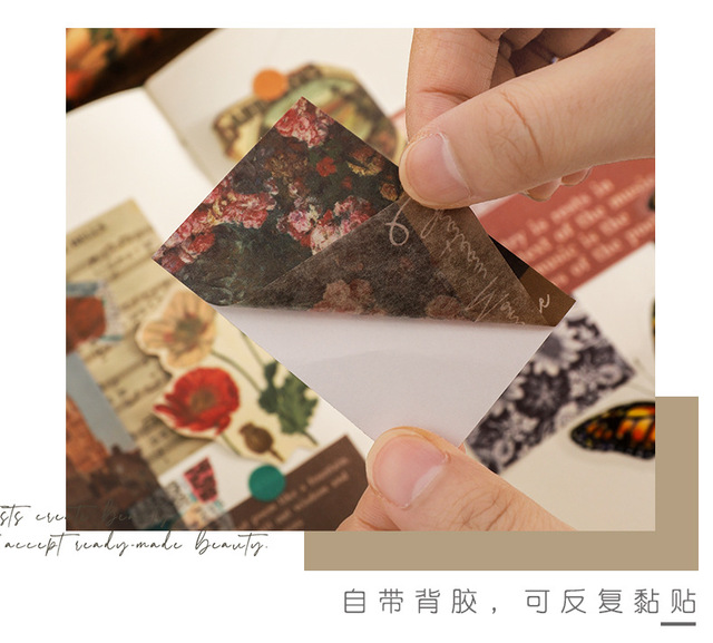 Zestaw 50 arkuszy naklejek Washi papierowych - sceneria codziennego życia, vintage, malowanie artystyczne dla scrapbookingu i planistów dzienników - Wianko - 8