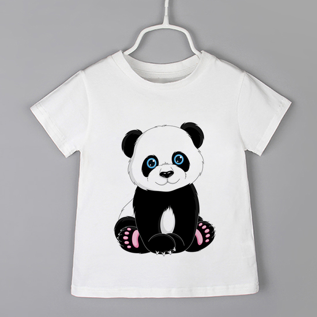 2021 Koszulka dziecięca różowa Panda T dla chłopców i dziewczynek z krótkim rękawem - Casual - Wianko - 2
