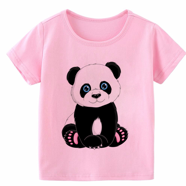 2021 Koszulka dziecięca różowa Panda T dla chłopców i dziewczynek z krótkim rękawem - Casual - Wianko - 3