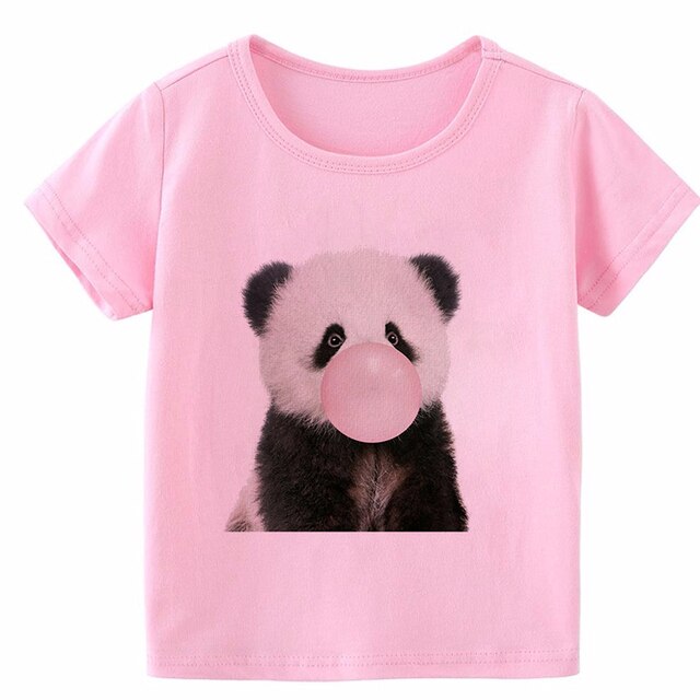 2021 Koszulka dziecięca różowa Panda T dla chłopców i dziewczynek z krótkim rękawem - Casual - Wianko - 6