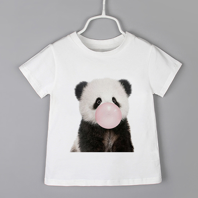 2021 Koszulka dziecięca różowa Panda T dla chłopców i dziewczynek z krótkim rękawem - Casual - Wianko - 5