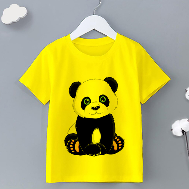 2021 Koszulka dziecięca różowa Panda T dla chłopców i dziewczynek z krótkim rękawem - Casual - Wianko - 4